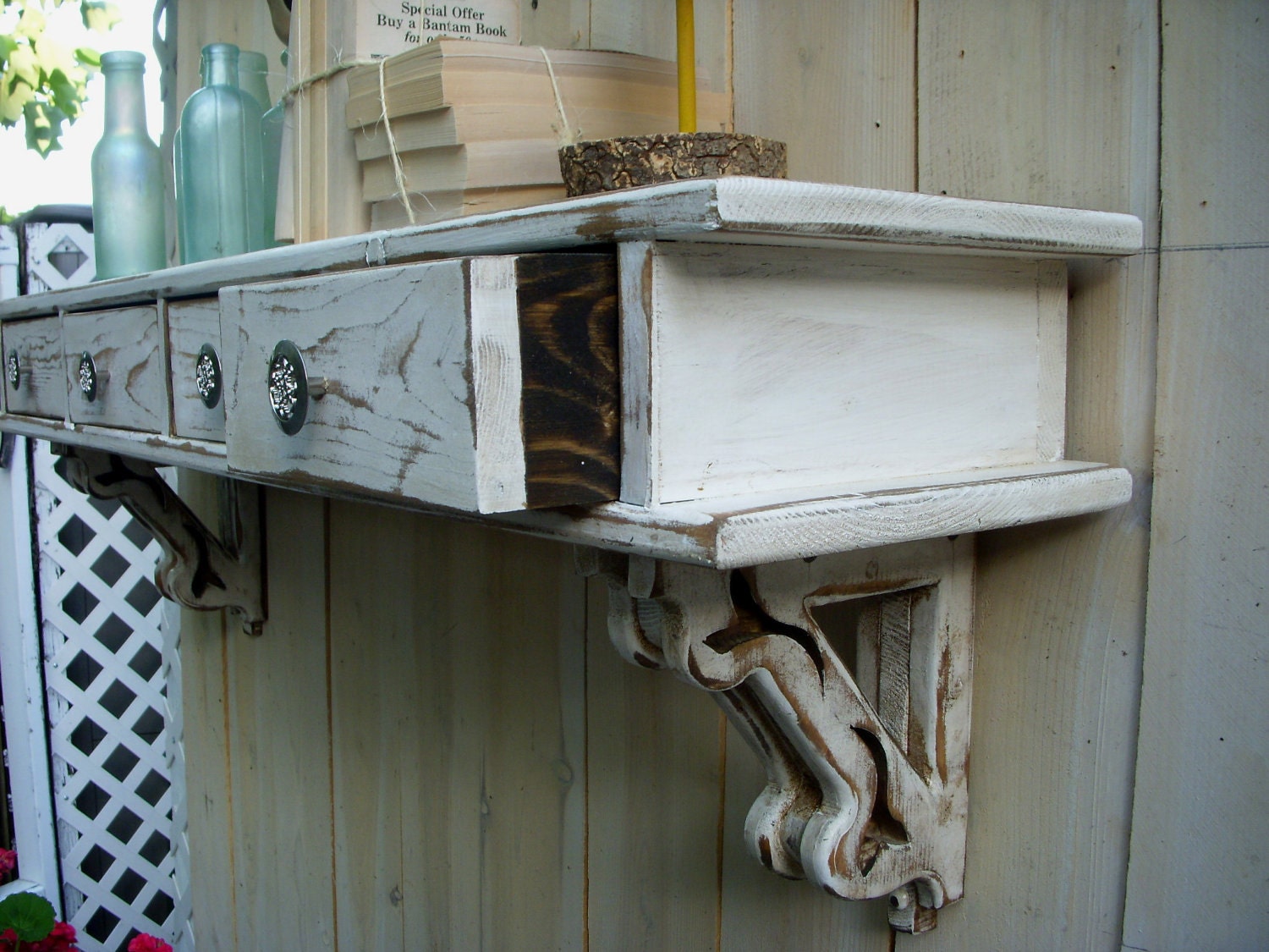 Cottage Chic - Wall Shelf - Drawers - French Country, Paris Apartment