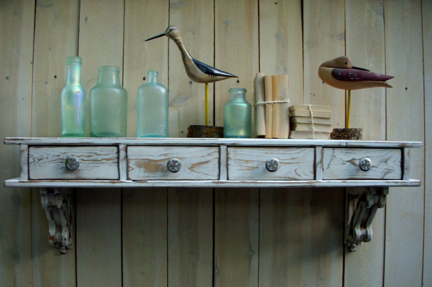 Cottage Chic - Wall Shelf - Drawers - French Country, Paris Apartment