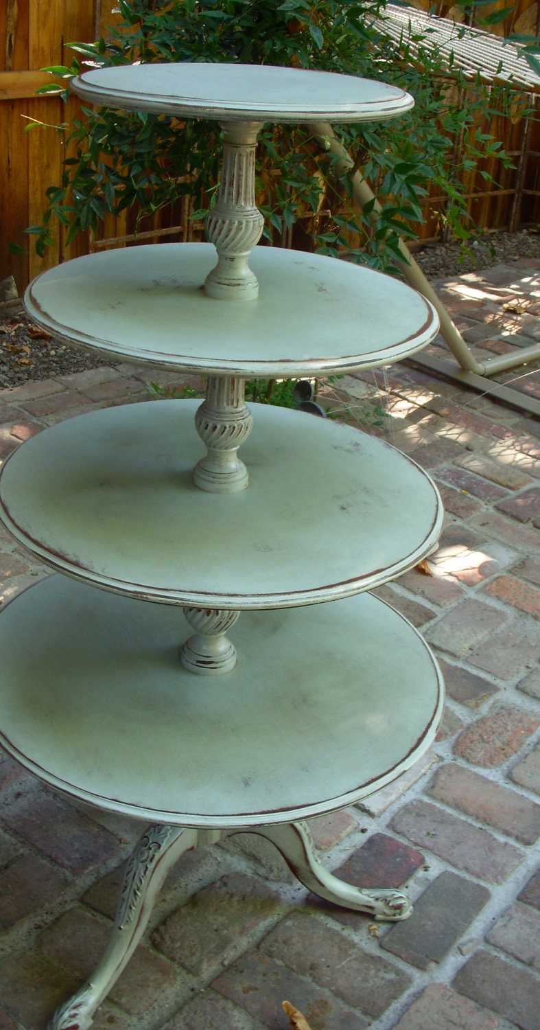 Wooden Shabby Furniture - Country Cottage Chic Table - Tiered Table - Home Decor - LOCAL ONLY