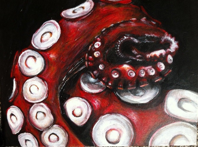 Reserved Roxy777 Tentacles Octopus Deep Sea Original Artwork Acrylic Painting