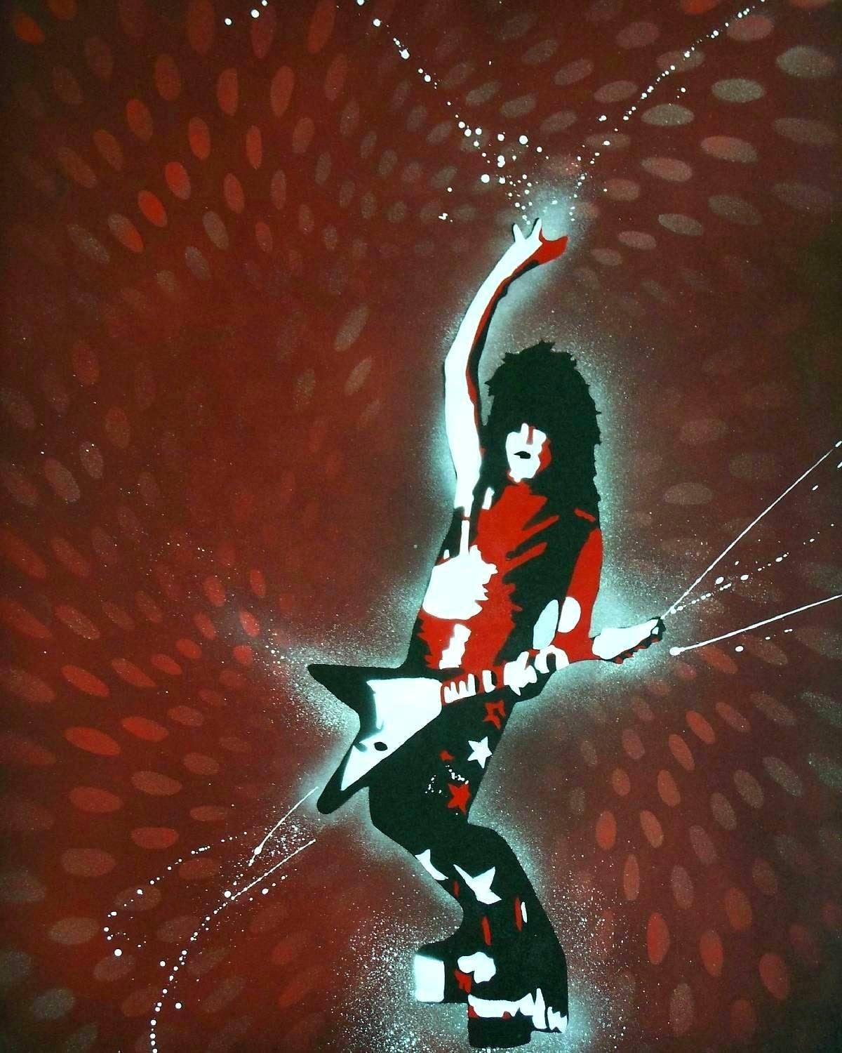 8 x 10 Print From My Original Custom Pop Art Spray Painting Paul Stanley Kiss Rock and Roll