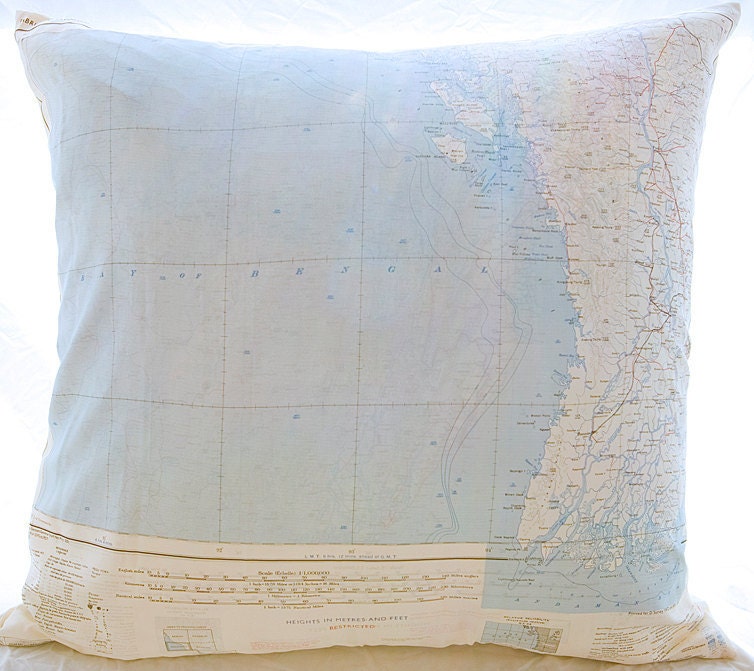 Silk Aviator Map Cushion (Irawaddy-Bay of Bengal)