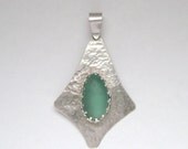 Sea Glass Jewelry - Sterling Aqua Sea Glass Pendant