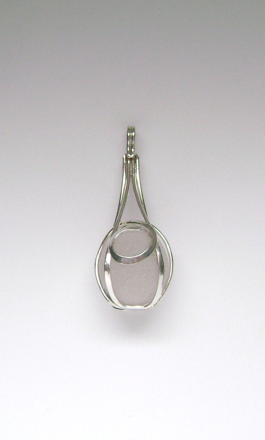 Sea Glass Jewelry - Sterling Large White Orb Sea Glass Pendant