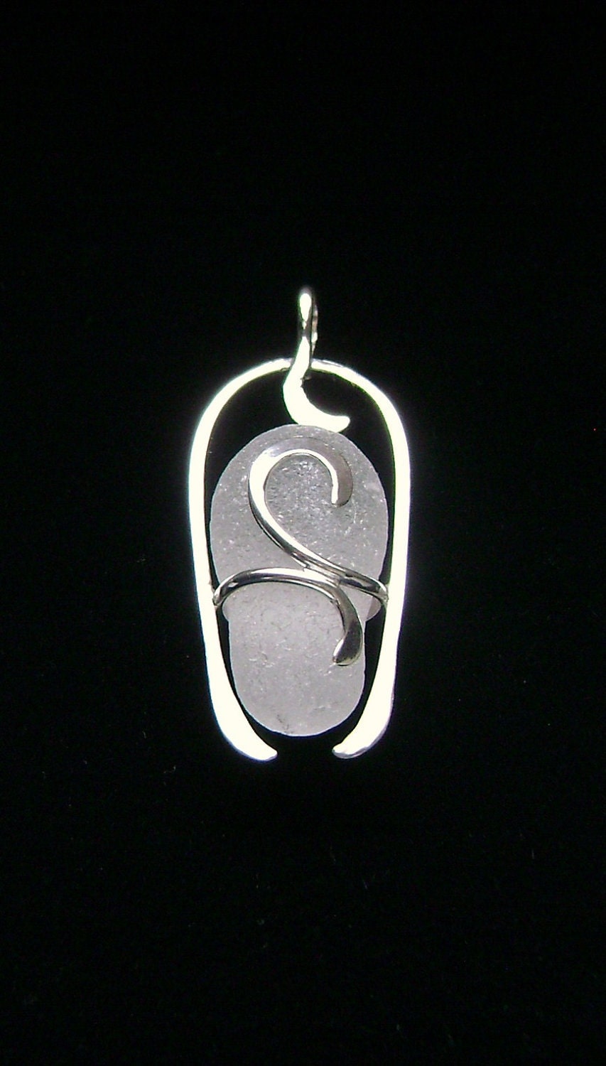 Sea Glass Jewelry - Sterling White Sea Glass Stopper Pendant