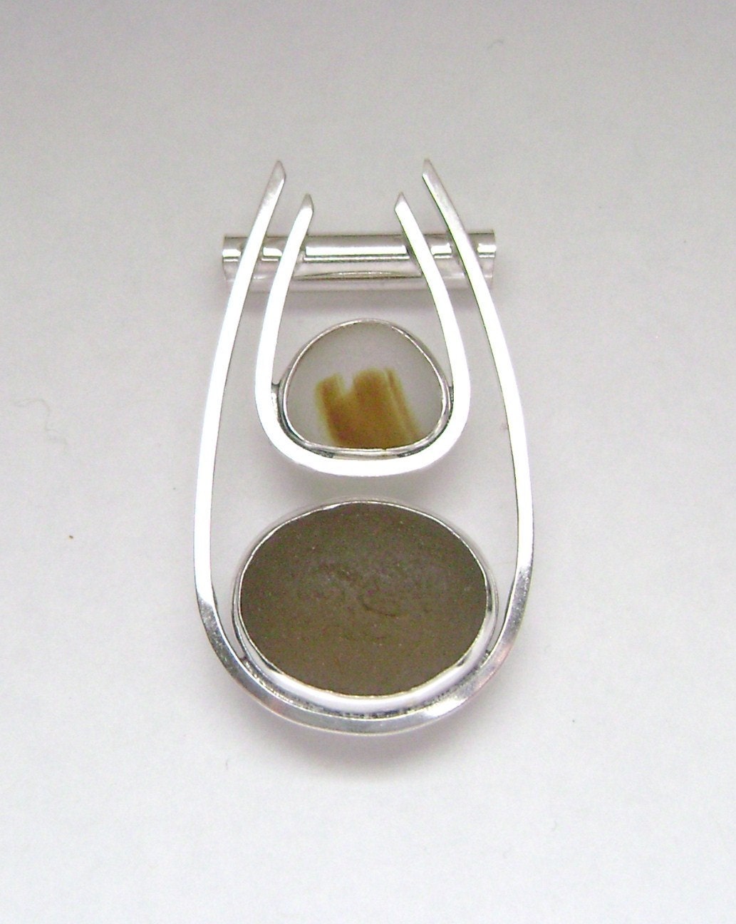 Sea Glass Jewelry - Sterling English and Caribbean Sea Glass Pendant