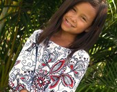Boutique Girls A Line Dress Peasant Tunic Floral Love Red White 6mos to 12