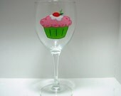 Cupcake Wine Glass Handpainted Personalized