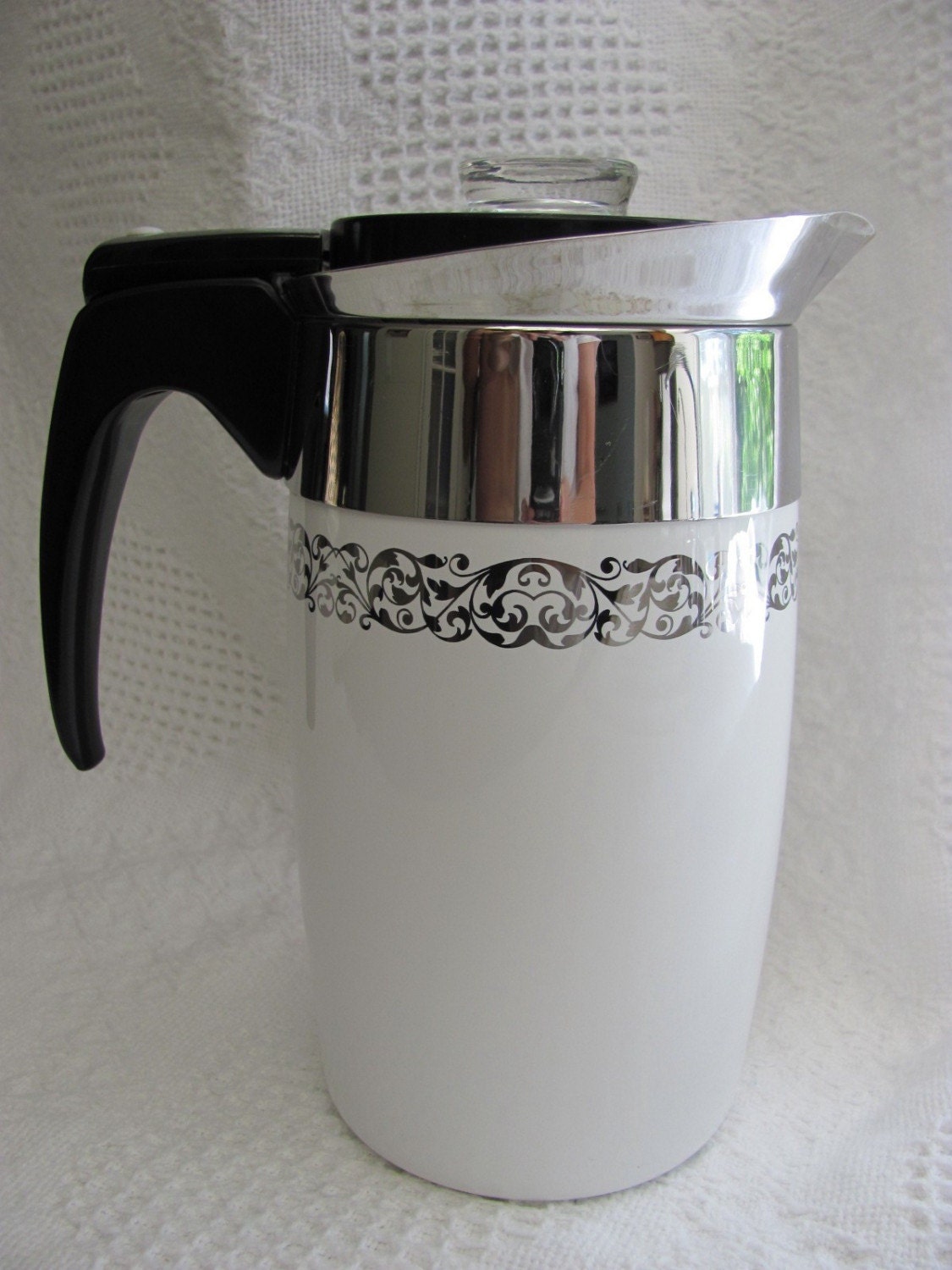 Vintage Corning Ware Electric Percolator Platinum by DaveysVintage