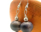 Purple Wood Bead Earring