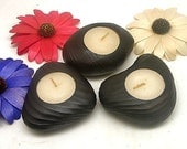 Stone Like Textured Wood Black Zen Tea Lights (set of 3)