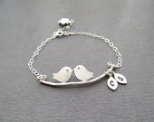 Engagement Gifts, Love Birds Bracelet, Initials, Couple, Personalized, Jewelry, Engagement Gift, Bridal Shower Gifts - Bridal Shower Gift