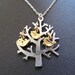 Personalized Mothers Jewelry Necklace, FAMILY TREE Necklace, UP to 4 Birds Tree of Life Branch Initials Children Mom Baby Shower Gifts