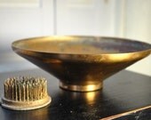 Vintage copper flower bowl 1950s with frog flower holder