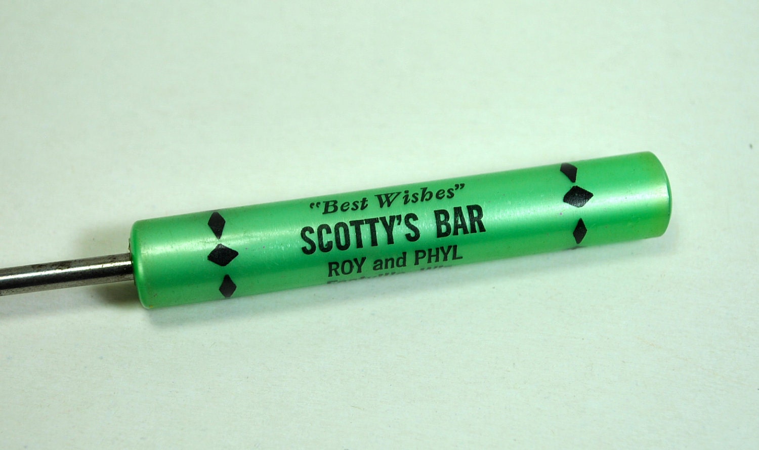 Vintage bar ware green Scottys Bar screwdriver 1970s customer gift