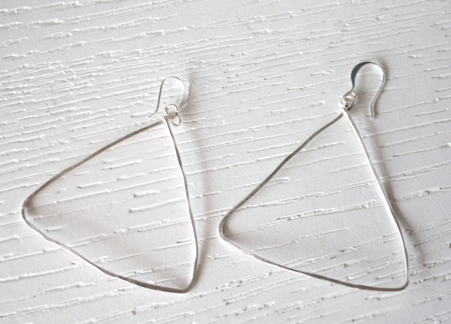 Hammered Silver Triangle Earrings