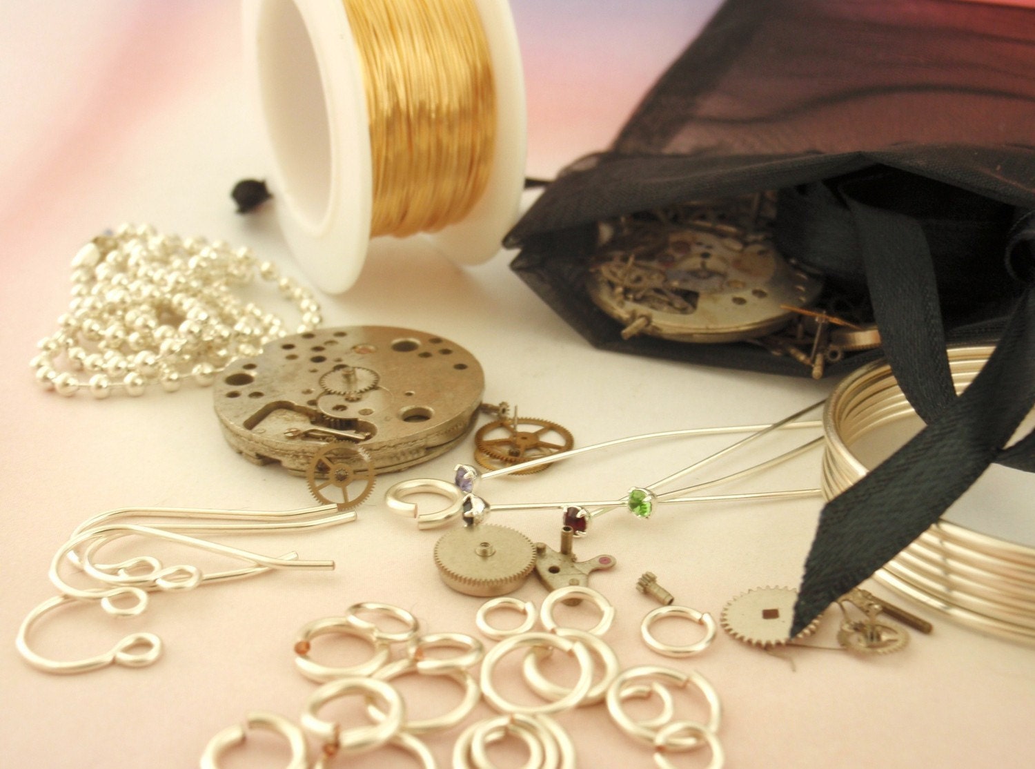 Steampunk Vintage Watch Part Necklace Kit - Intermediate Wire Wrapping  - Makes More Than One