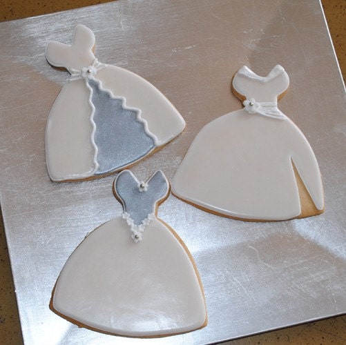 Wedding Dress Hand Decorated Iced Cookies - 1 Dozen