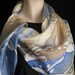 Hand painted silk square Ultramarine Leaves