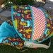 Dino Dudes with Tangerine Ta Dot Infant Car Seat Cover --- Moves To Toddler