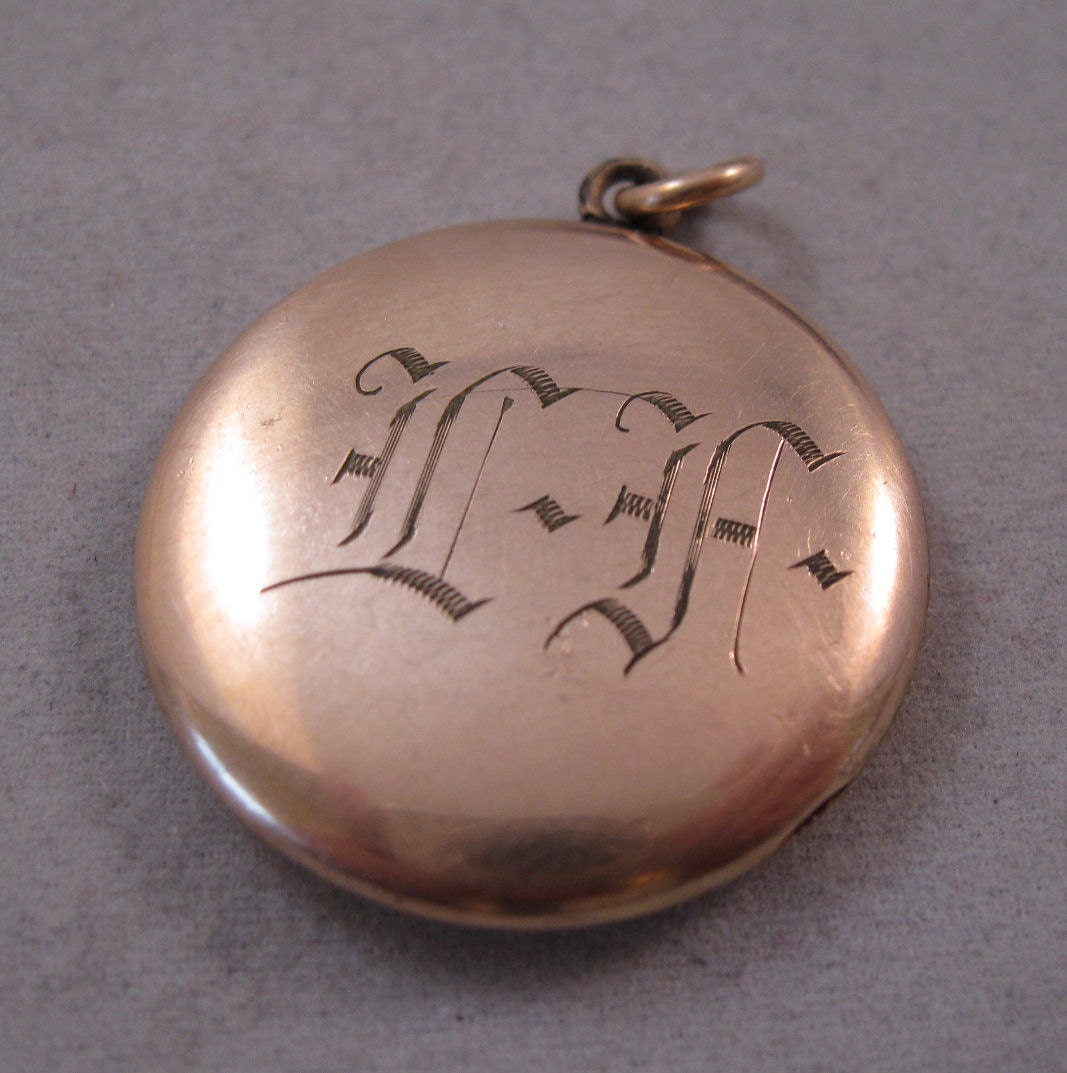 Antique Locket Rose Gold Fill Monogrammed LA or LF Victorian 1800s SALE