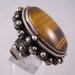 1950s Taxco Tiger Eye Poison Ring Sterling Silver Signed Adjustable Unisex Mexican