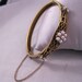 Edwardian Faux Pearl Gold Plated Bangle Bracelet Open Work Hinged