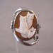 Owls Cameo Ring Locket Poison Sterling Silver Signed Size 6