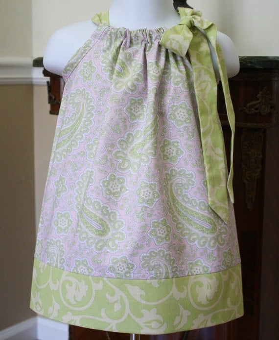 Pillowcase dress Easter tatum house soft lilac green ivory baby toddler girls