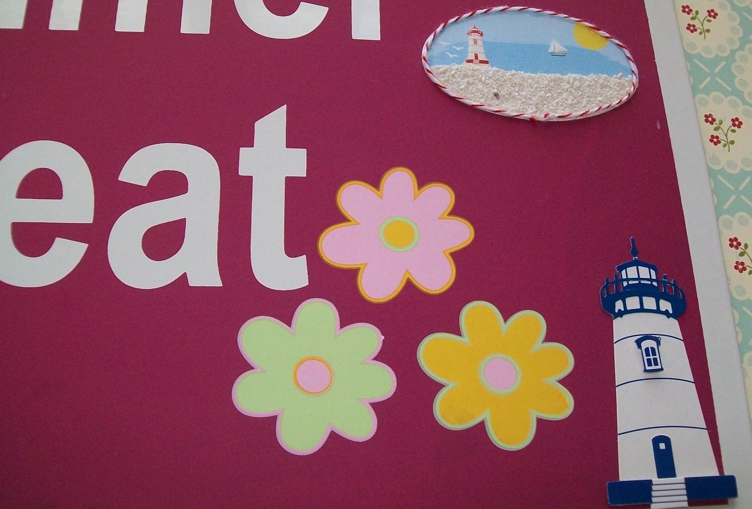 Vintage metal sign, summer, retreat, metal, sign, pink, white, cottage chic, vacation