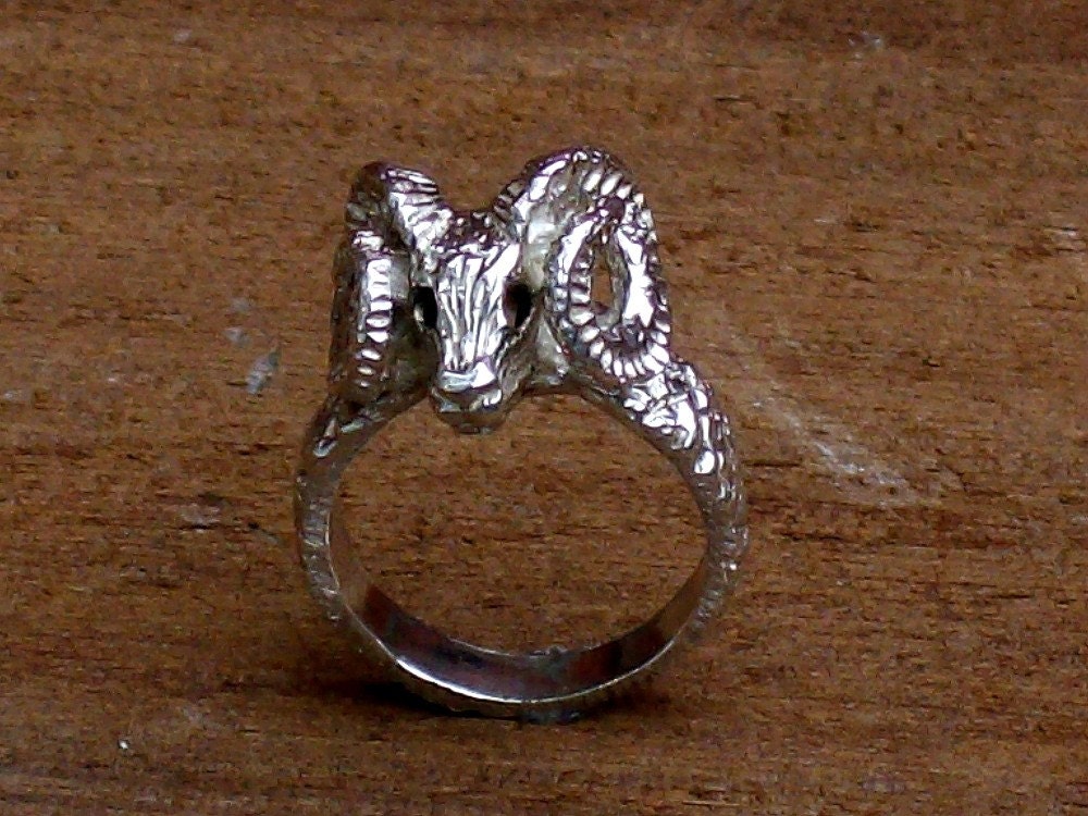 Sterling Silver Goat's Head Ring, Handmade with care, Detail preserved ...