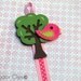 Woodland Tree with Pink Birdie - Hair Clip Holder and Clip - 0012 - Hair Clip Hanger / Organizer / Bow Holder