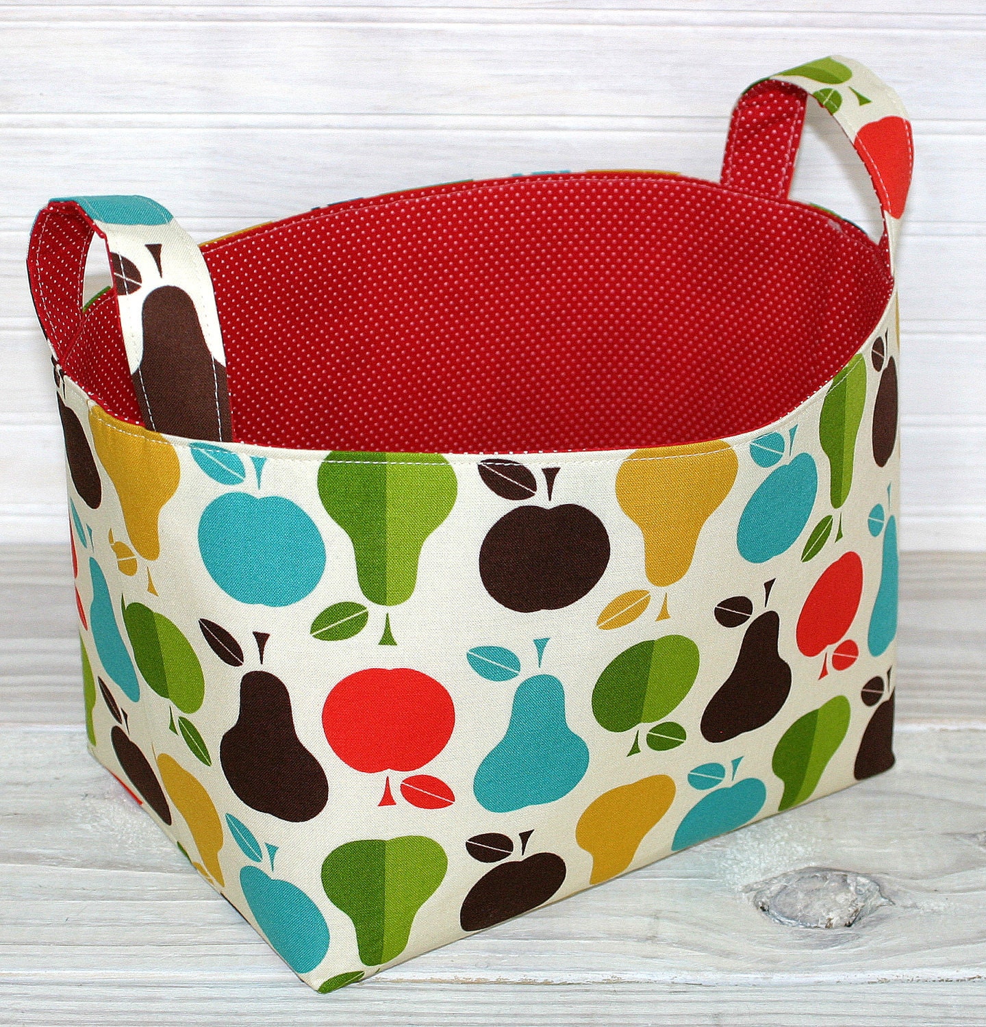 Organizer Basket Fabric Bin - Modern Apples