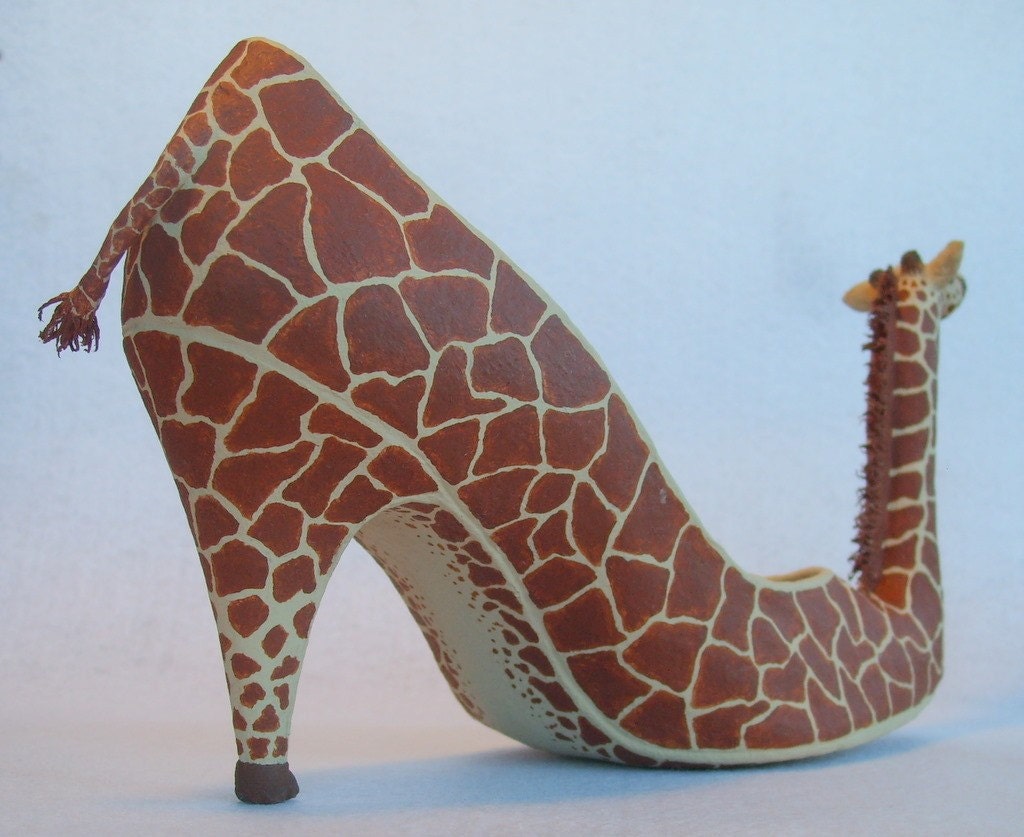 Paper Mache Giraffe shoe OOAK