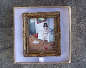 Miniature Original Painting  NOT A PRINT Mini Artwork Oil with Gold Frame