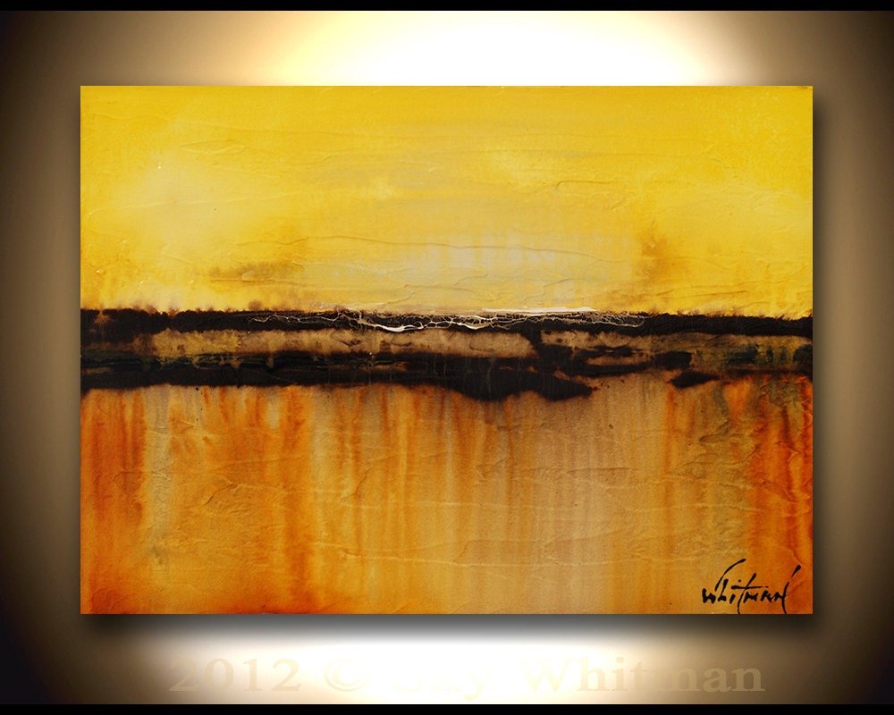 Original Modern Art Textured Palette Knife Yellow And Rich Amber Abstract Contemporary Painting by Sky Whitman
