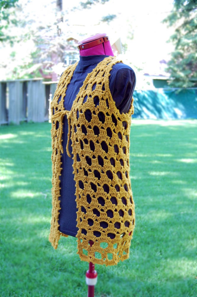 Vintage 1960s Mustard Crochet Vest by ristee on Etsy