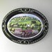 SALE Antique Oval Curved Bubble Glass Victorian Frame with Whimsical Hometown Picture