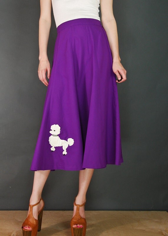 70's Purple Silky Poodle Skirt XS S by SHOPPOMPOMVINTAGE on Etsy