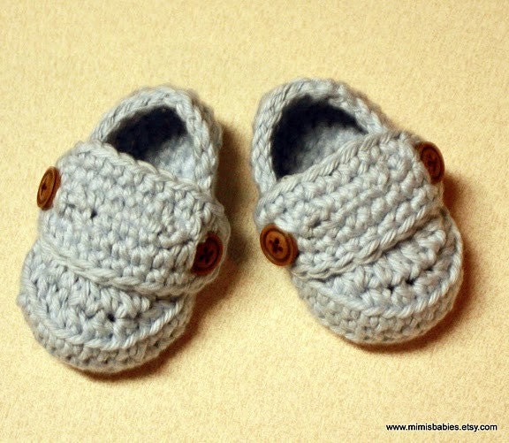 Pale Denim Crochet Booties Loafer Set - Choose your Size