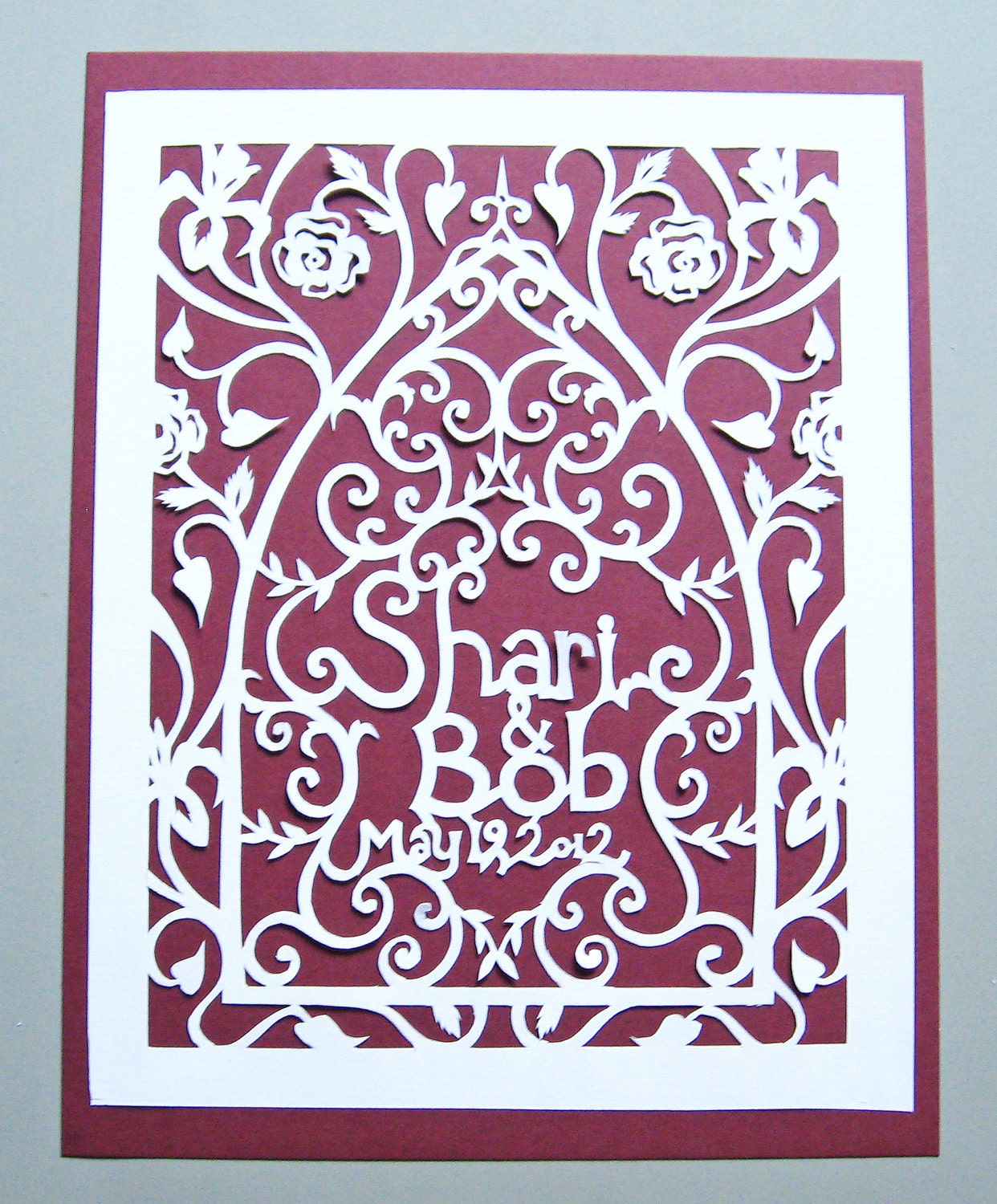 Custom Wedding Gift Silhouette Cut Paper Art Handmade Hand-cut