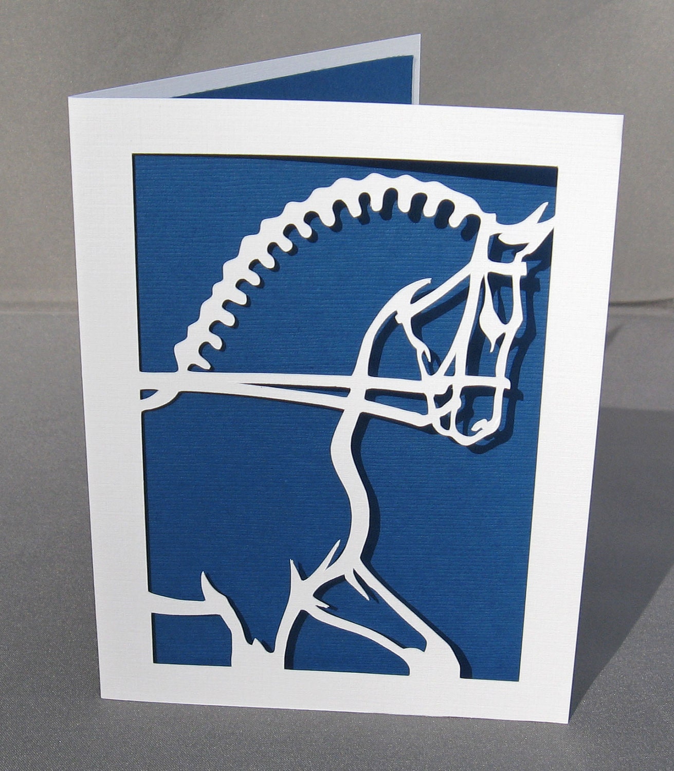Cut Paper Dressage Horse Stallion Silhouette Art Greeting card - Set of 6