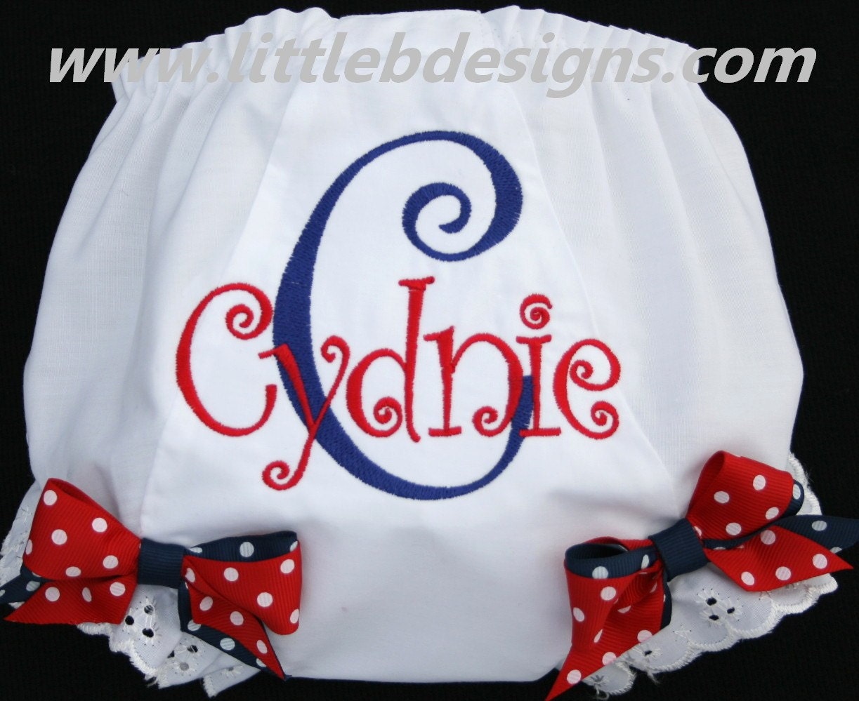 Personalized Diaper Cover / Bloomers - Pick Your Thread and Bow Colors