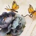 Butterfly hair clip, blue rose hair pin, hair accessory - Blue Skies