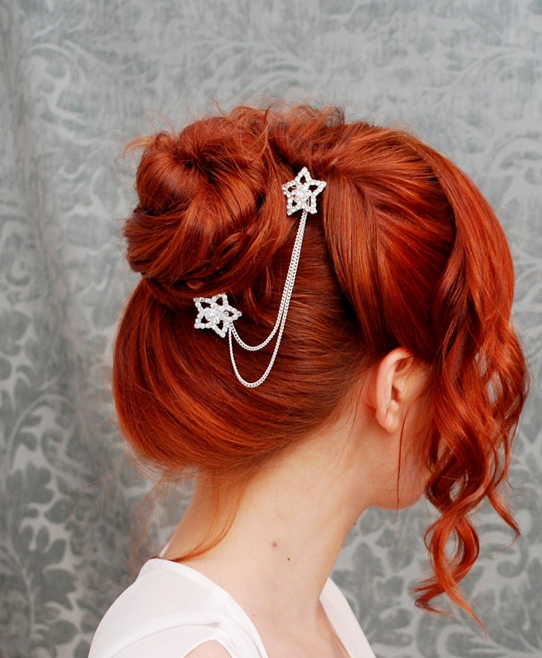 Shooting stars - rhinestone star hair picks