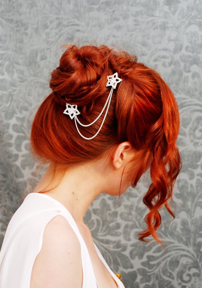 Shooting stars - rhinestone star hair picks