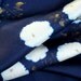 Navy Kimono Silk Fabric White Flowers Shibori A yard