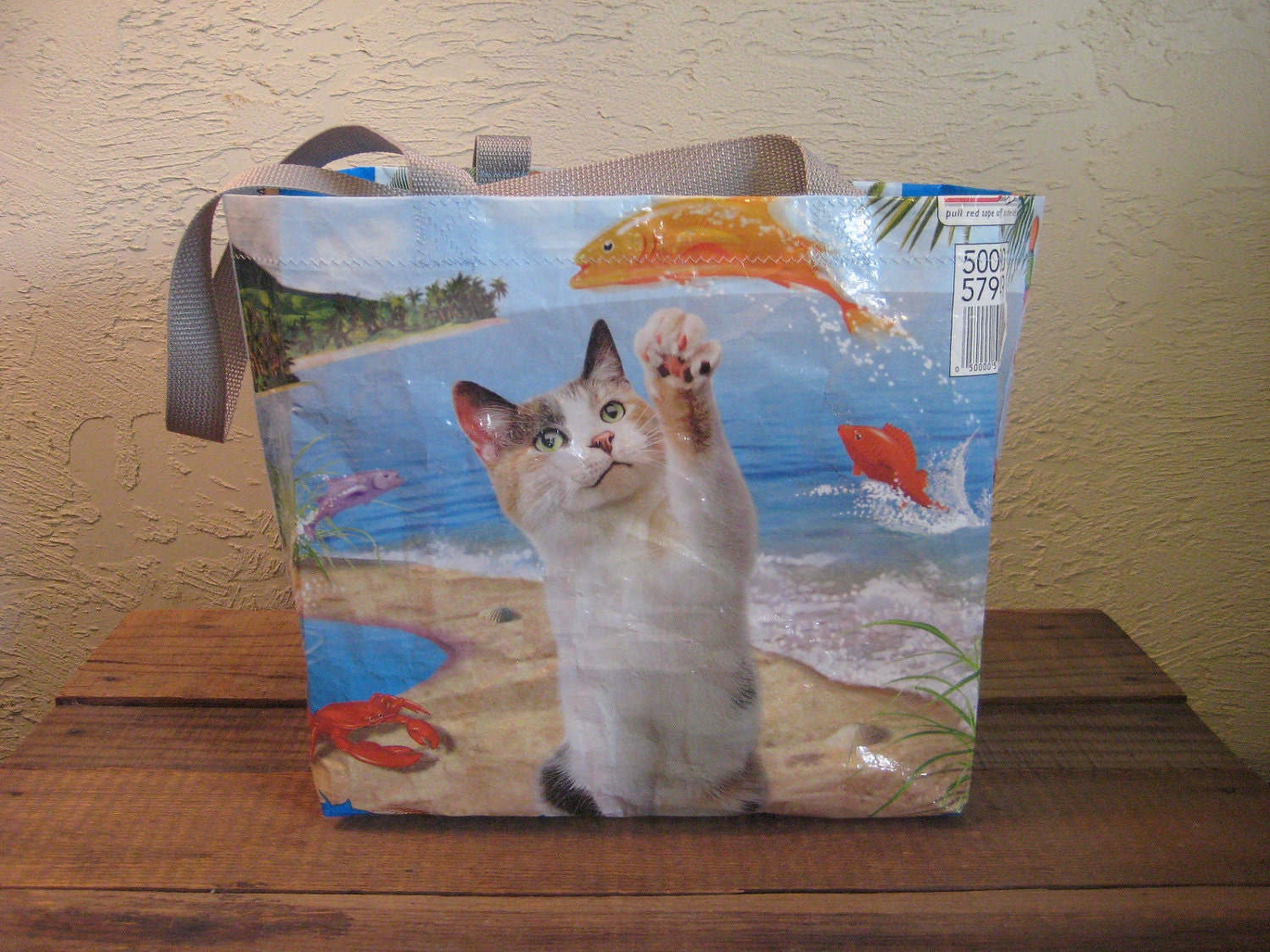 Recycled / Upcycled / Reusable Cat Food Market Tote Bag Purse - Free Shipping to USA