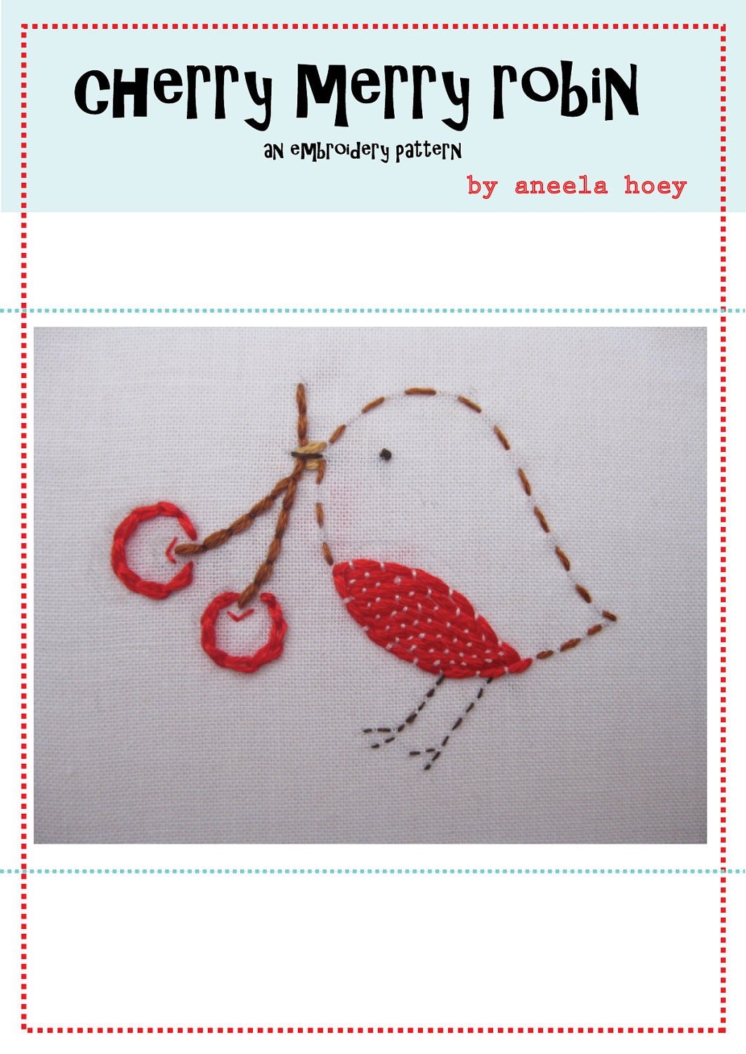 cherry merry robin PDF embroidery pattern