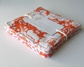 fabric coasters - reversible - orange floral